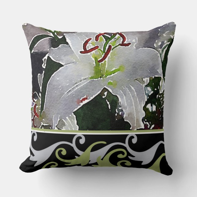 Coussin d'accent réversible Lily blanche (Recto)