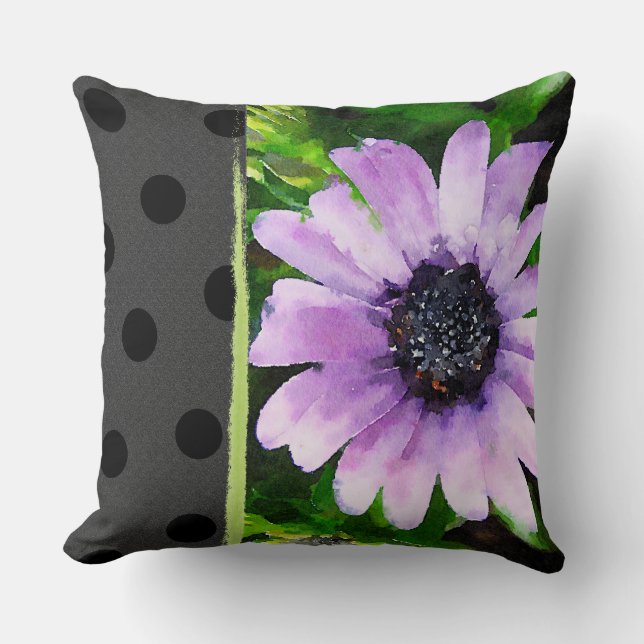 Coussin d'accent réversible moderne Purple Daisy (Recto)
