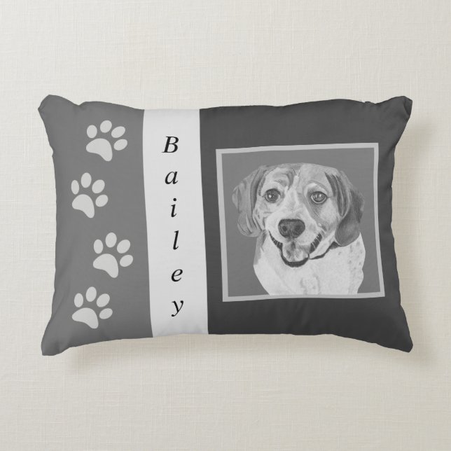Coussin d'accents Beagle de crayon personnalisé (Devant)