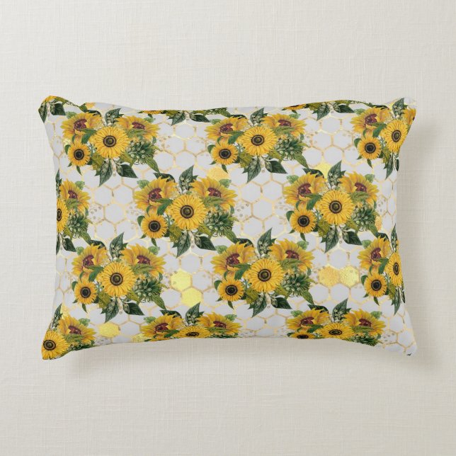 Coussin d'accents de bouquet jaune (Devant)