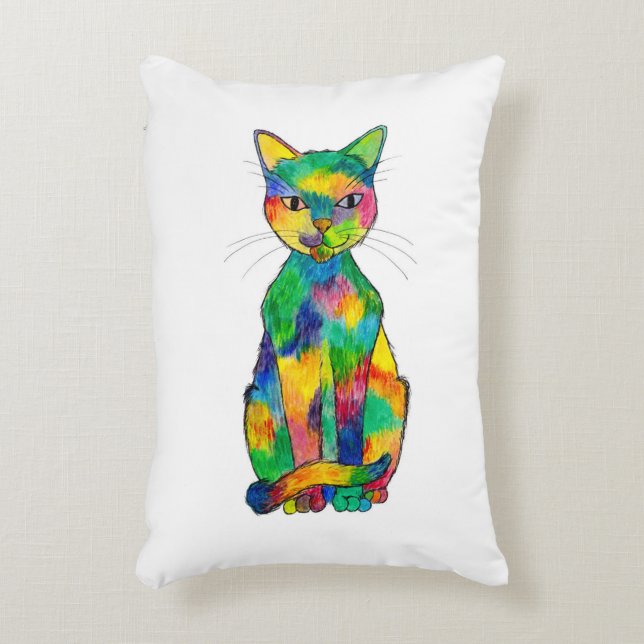 Coussin d'accents de chats arc-en-ciel (Devant(Vertical))