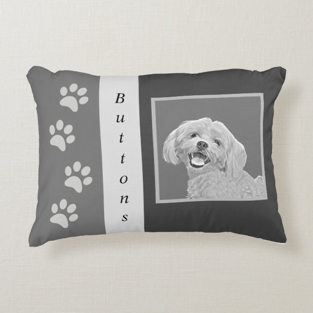 Coussin d'accents de chien maltais au crayon perso (Devant)