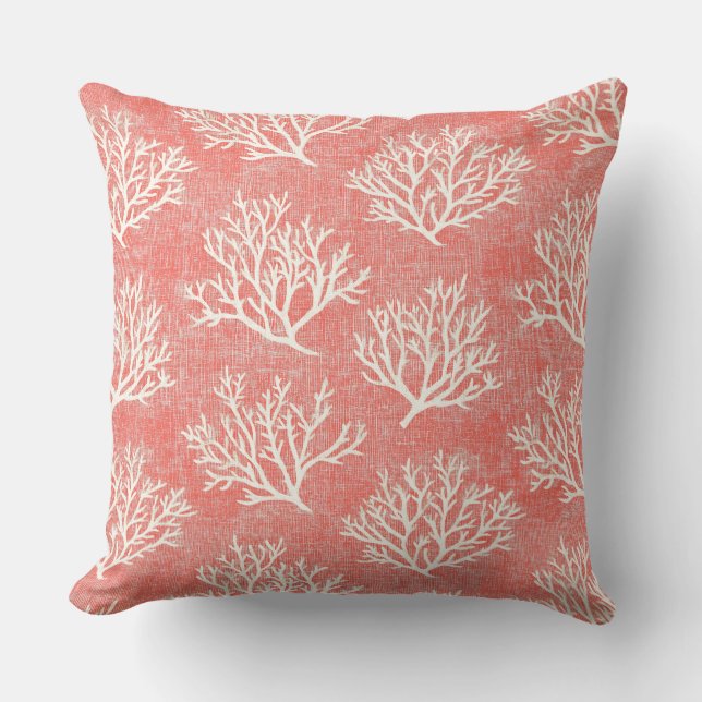 Coussin d'accents de corail | Oreillers côtiers (Recto)