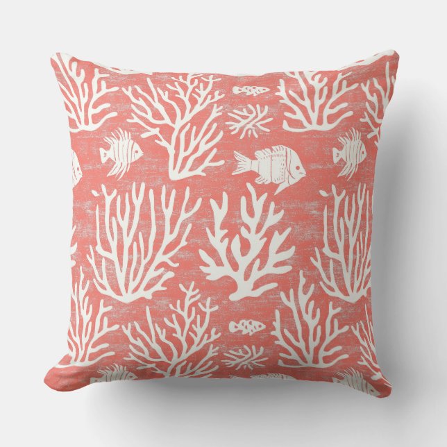 Coussin d'accents de corail | Oreillers côtiers (Recto)