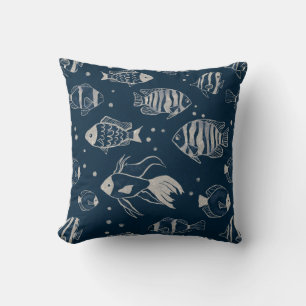 Coussin d'accents de dessin de poisson moderne