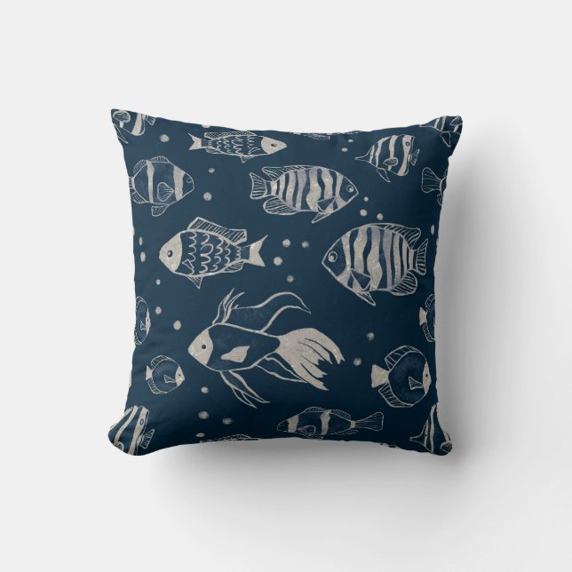 Coussin d'accents de dessin de poisson moderne (Recto)