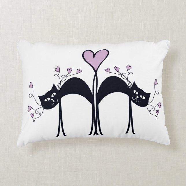 Coussin d'accents de lavande et de chats noirs (Devant)