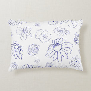 Coussin d'accents floraux bleus
