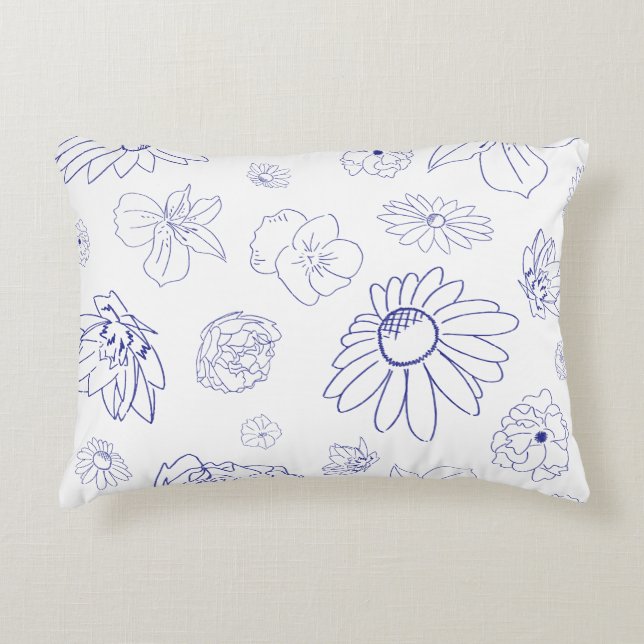 Coussin d'accents floraux bleus (Devant)