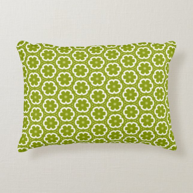 Coussin d'accents floraux vert jaune (Devant)