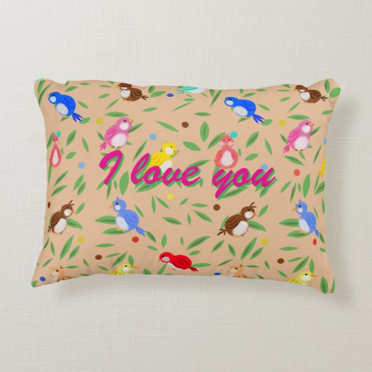 Coussin d'accents Motif aux oiseaux mignons (Dos)
