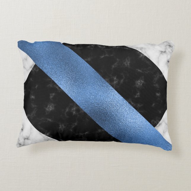 Coussin d'accents noir en marbre bleu (Dos)