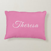 Coussin d'accents personnalisé rose et blanc (Dos)