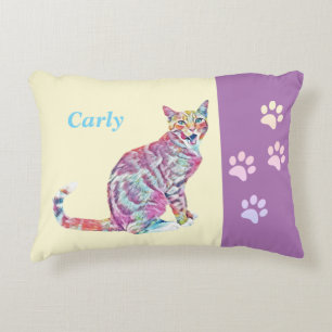 Coussin d'accentuation de chat Tabby très coloré