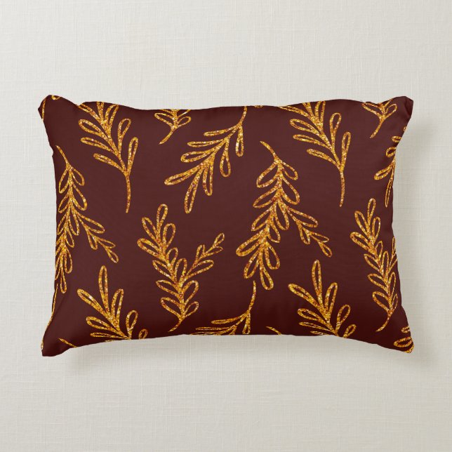 Coussin d'accentuation de la feuille d'or et de la (Devant)