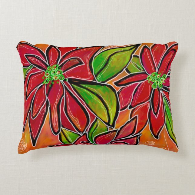 Coussin d'accentuation de Poinsettia (Devant)