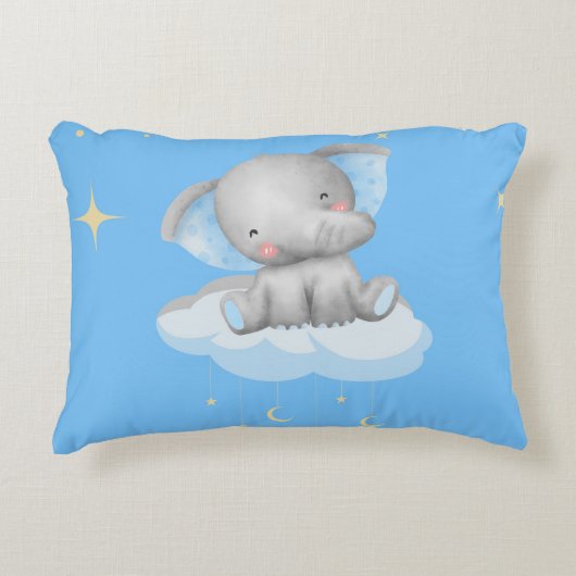 Coussin d'accentuation d'éléphant bleu bébé person (Devant)