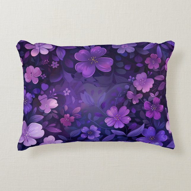 Coussin d'accentuation des fleurs violettes profon (Devant)