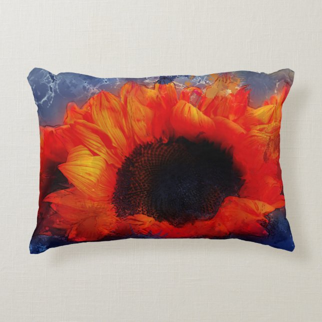 Coussin d'accentuation des tournesols peints en or (Devant)