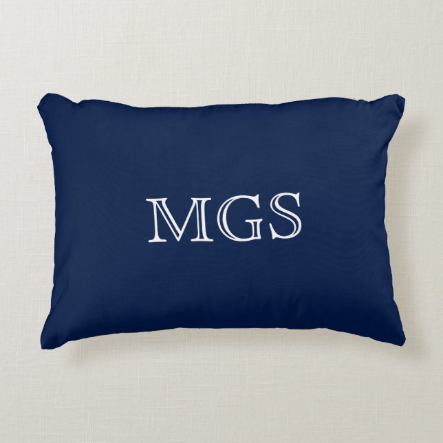 Coussin d'accentuation en coton Monogramme bleu 16 (Devant)