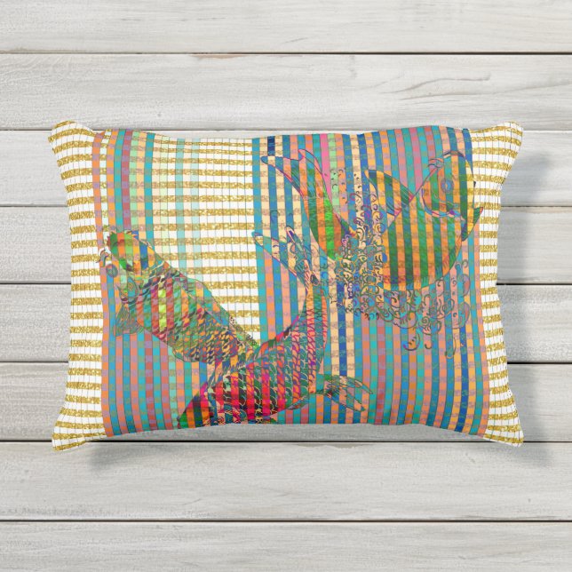 Coussin d'accentuation extérieure Koi 16 x 12 pouc (Devant)