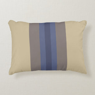 Coussin d'accentuation moderne bleu beige rayé