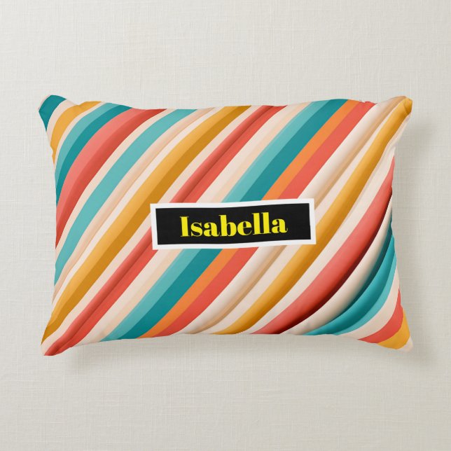 Coussin d'accentuation rétro par bandes | Géométri (Devant)