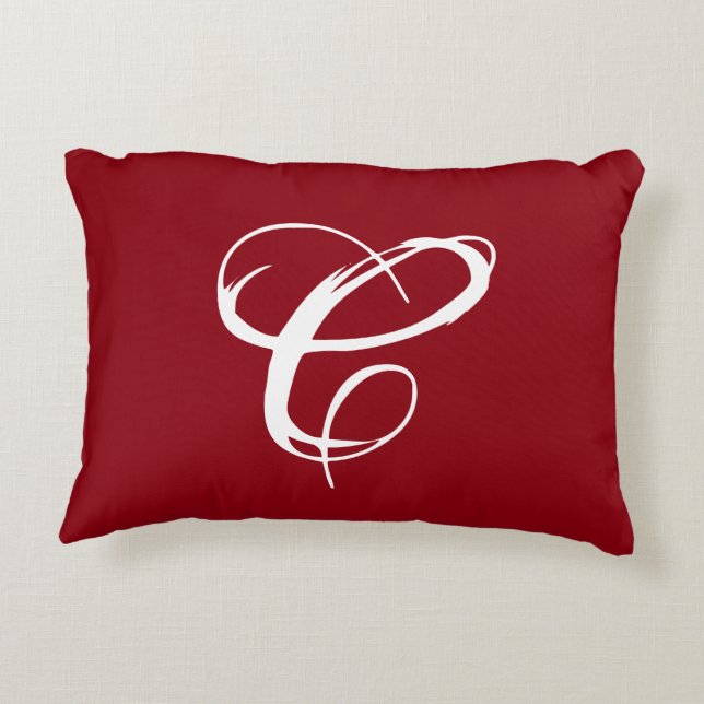 Coussin d'accentuation rouge "C" avec Damask Back (Dos)