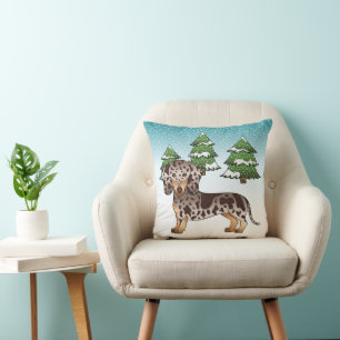 Coussin Dachshund à poil court marron et bronzé tacheté en