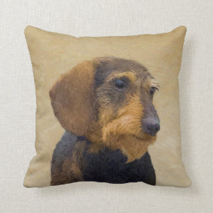 Coussin Dachshund (À poils durs) Peinture Dog Art original