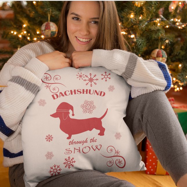 Coussin Dachshund à travers la neige (Dachshund Through the Snow Pillow)