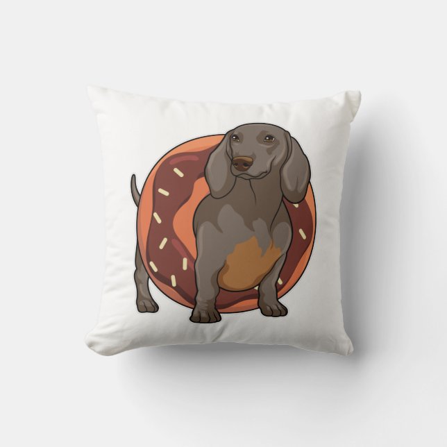 Coussin Dachshund avec Donut (Recto)