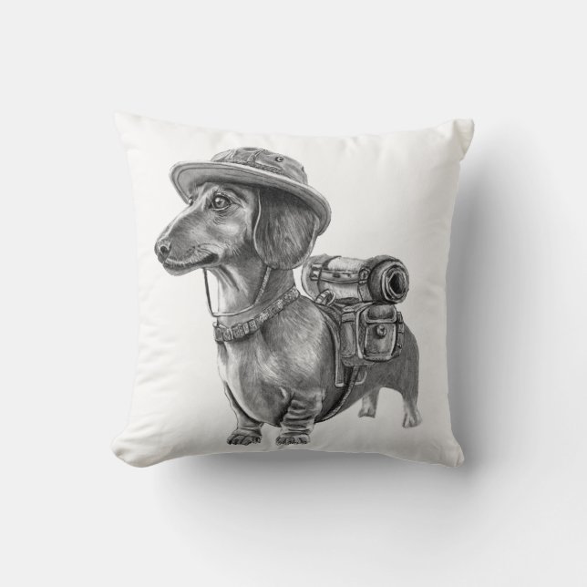 Coussin Dachshund aventurier (Recto)