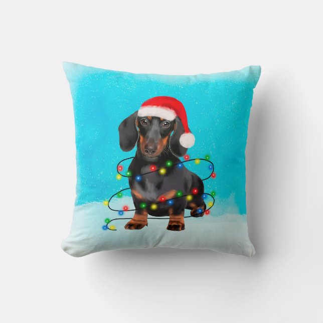 Coussin Dachshund Chien dans les lumières Casquettes de No (Recto)