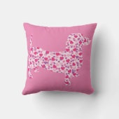 Coussin Dachshund composé de petits Coeurs roses (Verso)