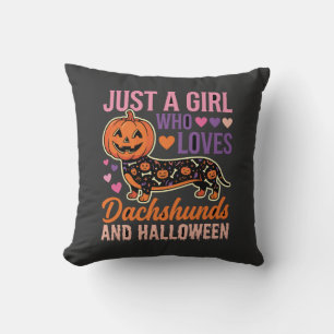 Coussin Dachshund drôle d'Halloween Citrouille Amateur de 
