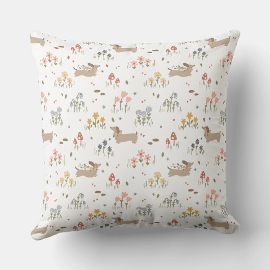 Coussin Dachshund Lover Weiner Chien Saucisse Chien Fleur (Verso)