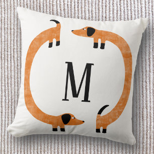 Coussin Dachshund mignon monogramme chien saucisse drôle