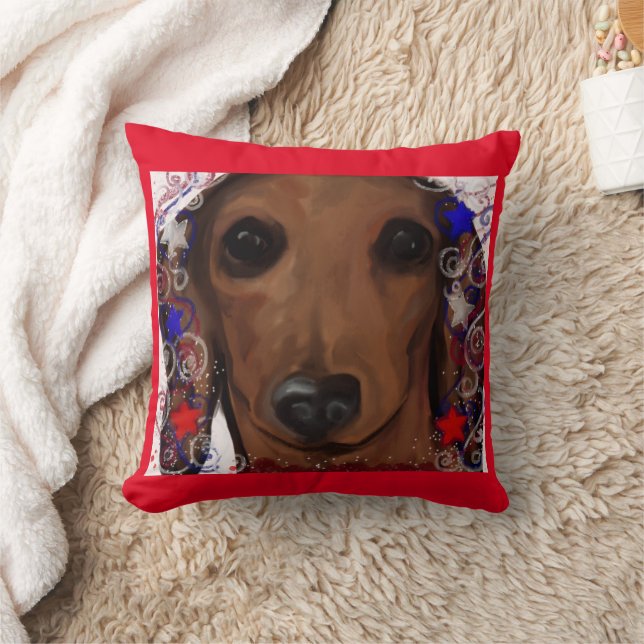 Coussin Dachshund Rouge      (Couverture)