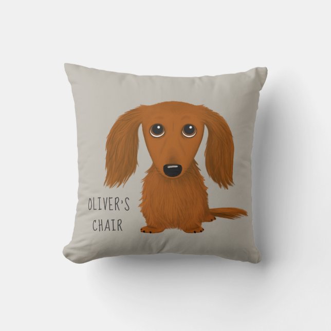 Coussin Dachshund roux| Cute Doxie personnalisée (Recto)
