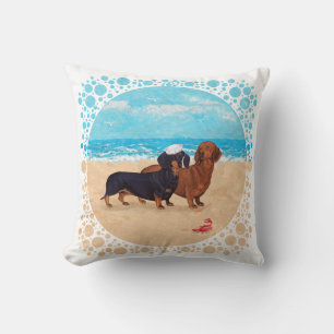 Coussin Dachshunds à la plage