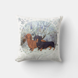 Coussin Dachshunds dans la Neige