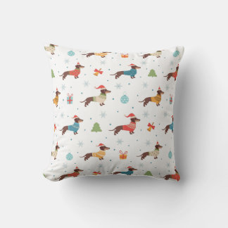 Coussin Dachshunds dans le Motif des pulls de Noël
