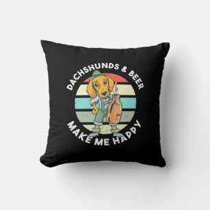 Coussin Dachshunds Et Bière Me Rendre Heureux