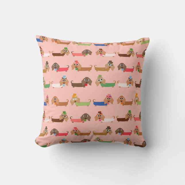 Coussin Dachshunds sur l'oreiller à lancer en polyester ro (Recto)