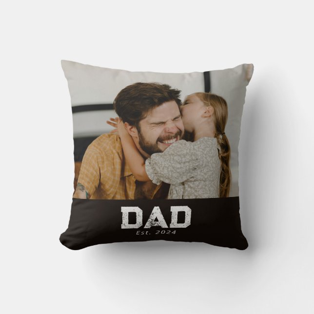 Coussin Dad Established Black Modern Bold Photo (Recto)