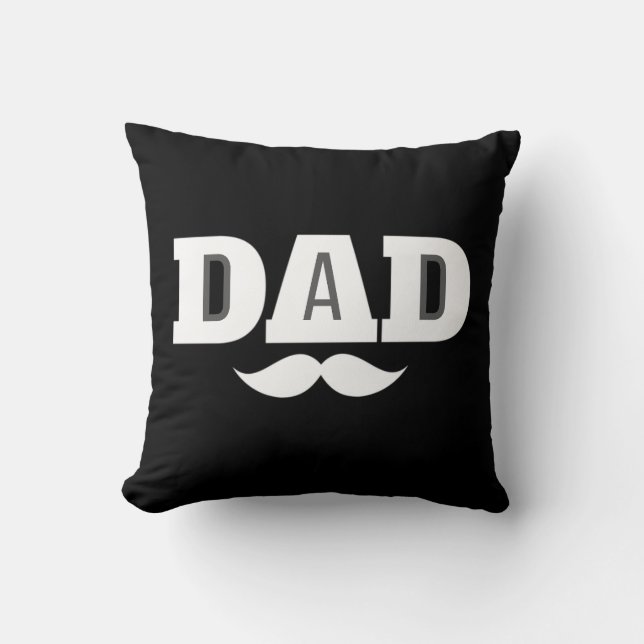 Coussin Dad Throw Pillow Mustache Brow Black Grey Orange (Recto)