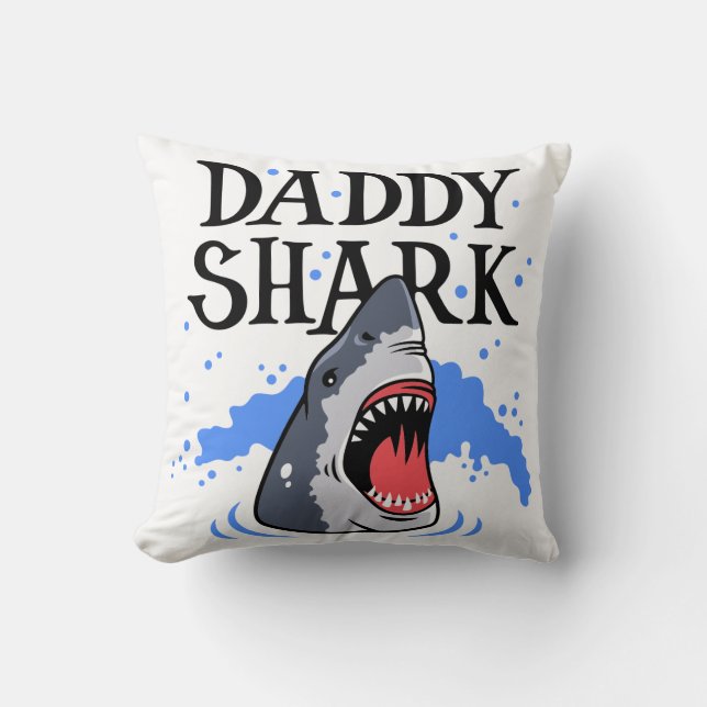 Coussin Daddy Shark - Grand Blanc (Recto)