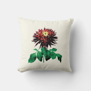 Coussin Dahlia Cactus Rouge et Jaune
