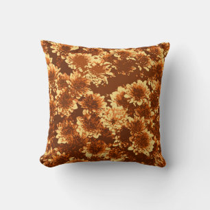 Coussin Dahlia moderne Motif, Brown et or